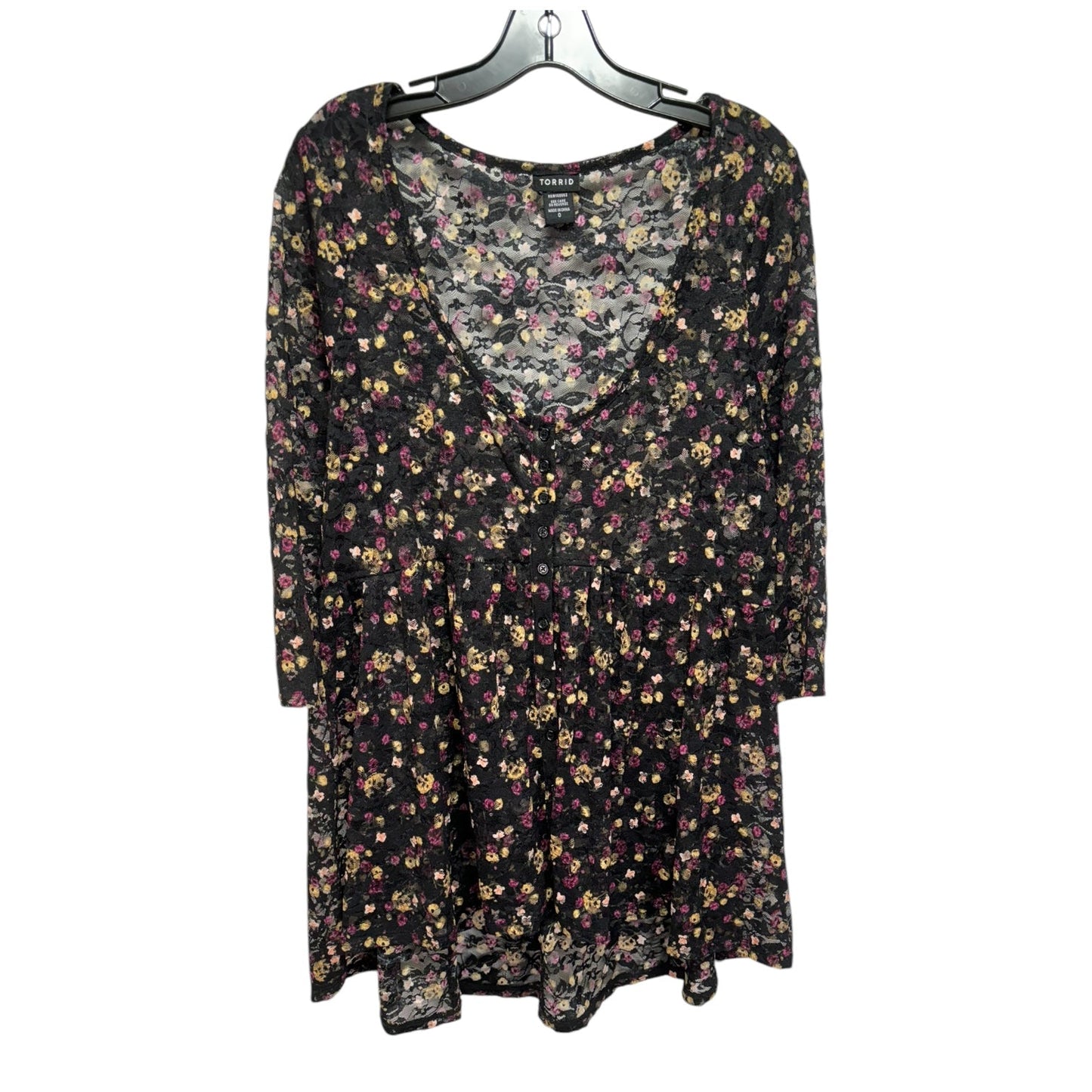 Lace Top 3/4 Sleeve By Torrid In Floral Print, Size: Xl