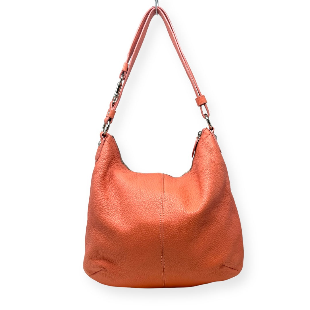 Penelope Pebble Leather Convertible Shoulder Bag in Coral Designer Coach, Size Medium