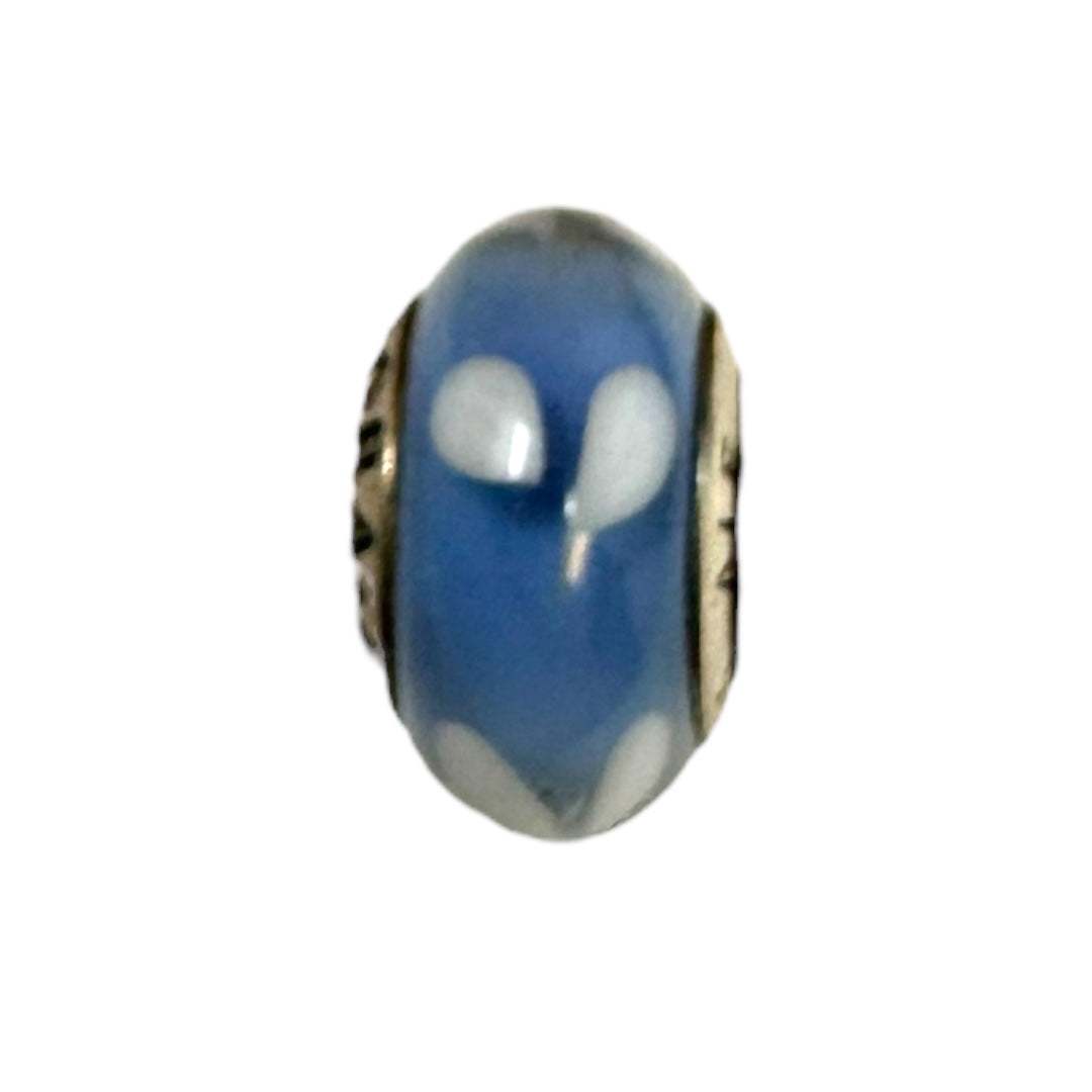 Blue White Swirl Murano Glass & Sterling Silver Charm By Pandora