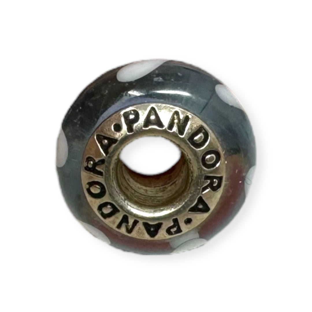 Black & White Swirl Sterling Silver & Murano Glass Charm By Pandora