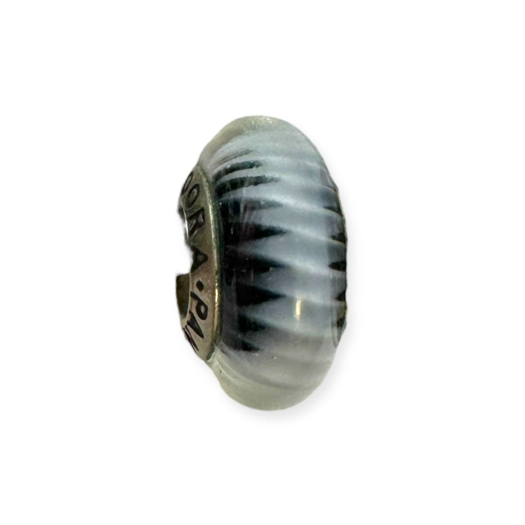 Black ZigZag Sterling Silver & Murano Glass Charm By Pandora