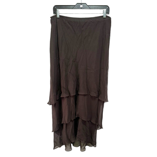 Silk Tiered Skirt Maxi By Melinda Eng In Brown, Size: 16