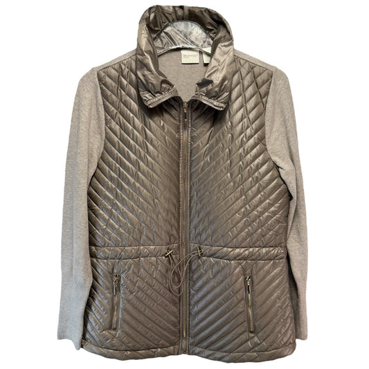 Jacket Puffer & Quilted By Zenergy By Chicos In Taupe, Size: 4