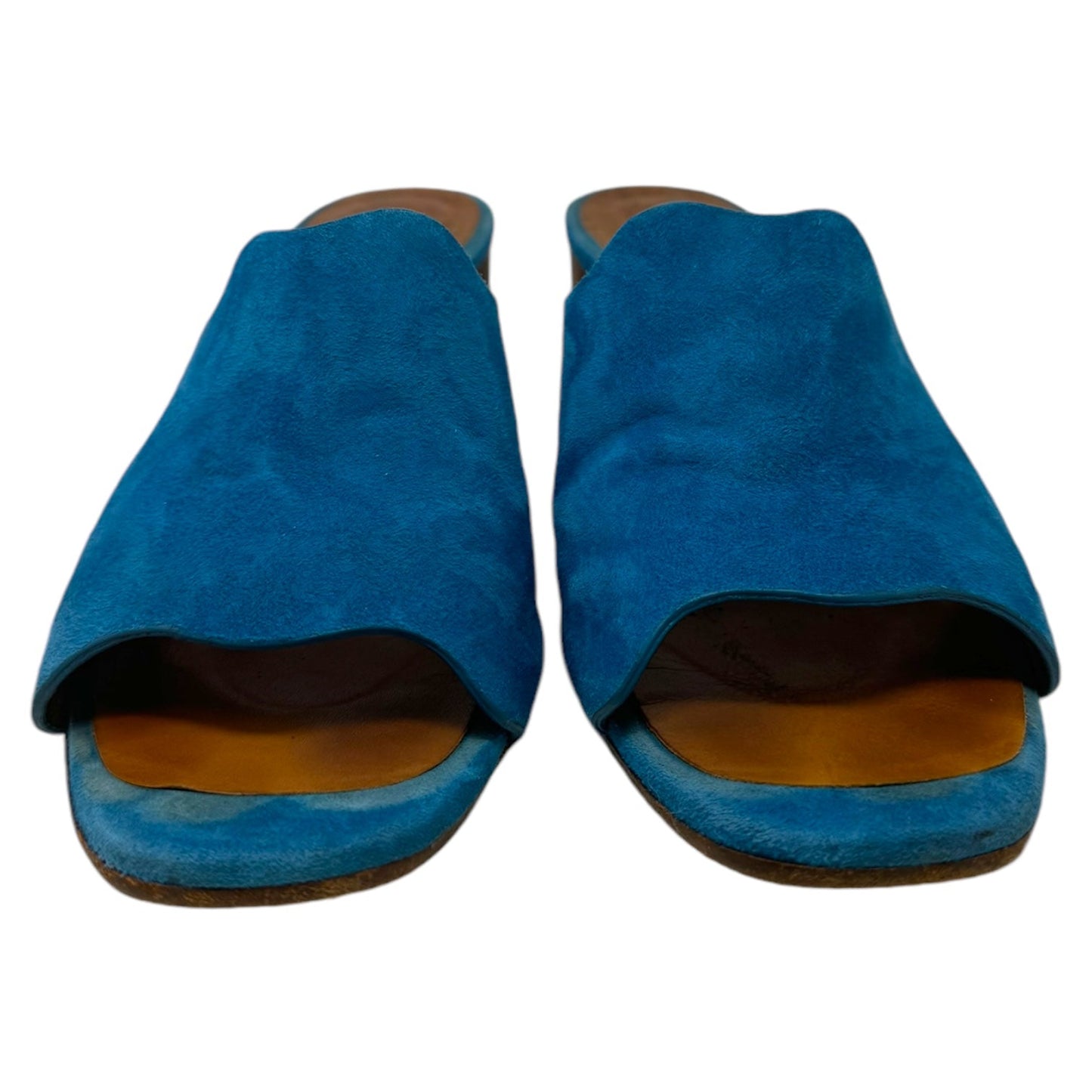 Lunita Suede Scallop Mules By Chie Mahara In Petrol, Size: 8