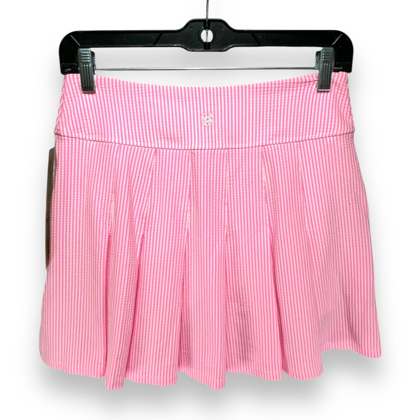 Priska Seersucker 15" Skort Designer By Lilly Pulitzer In Pink White Striped Pattern, Size: 2