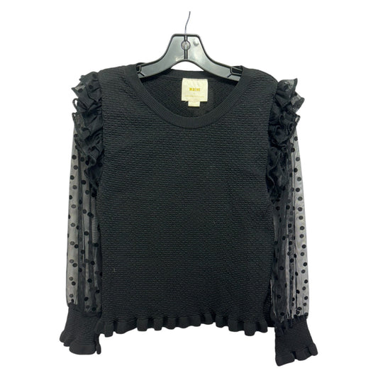 Top Long Mesh Sleeve By Maeve In Black, Size: L