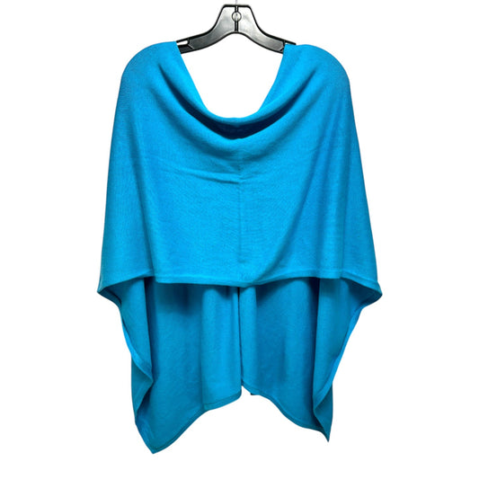 Cotton Cashmere Blend Poncho By Caroline Grace In Aqua, Size: Osfm