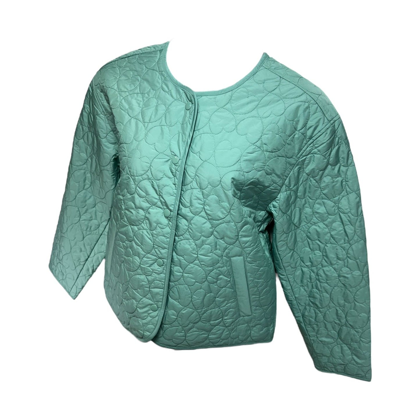 Heart Embroidered Jacket Puffer & Quilted By J. Crew In Green, Size: M