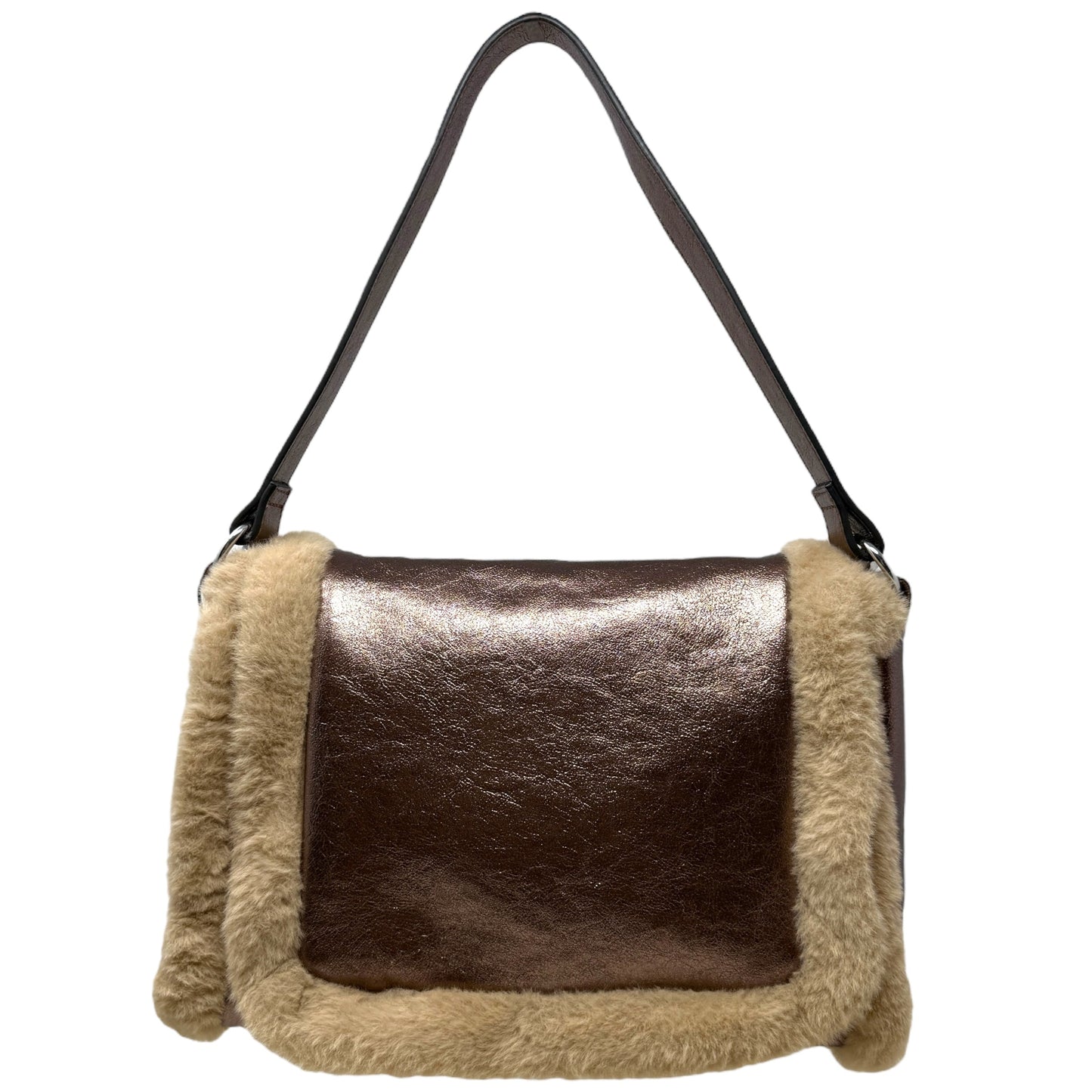 Faux Shearling Handbag By Bcbg, Size: Medium