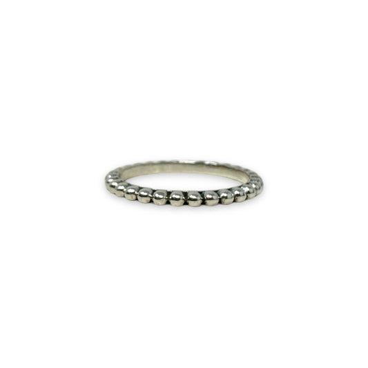 Sterling Silver Stackable Beaded Ball Ring By Unbranded, Size: 8