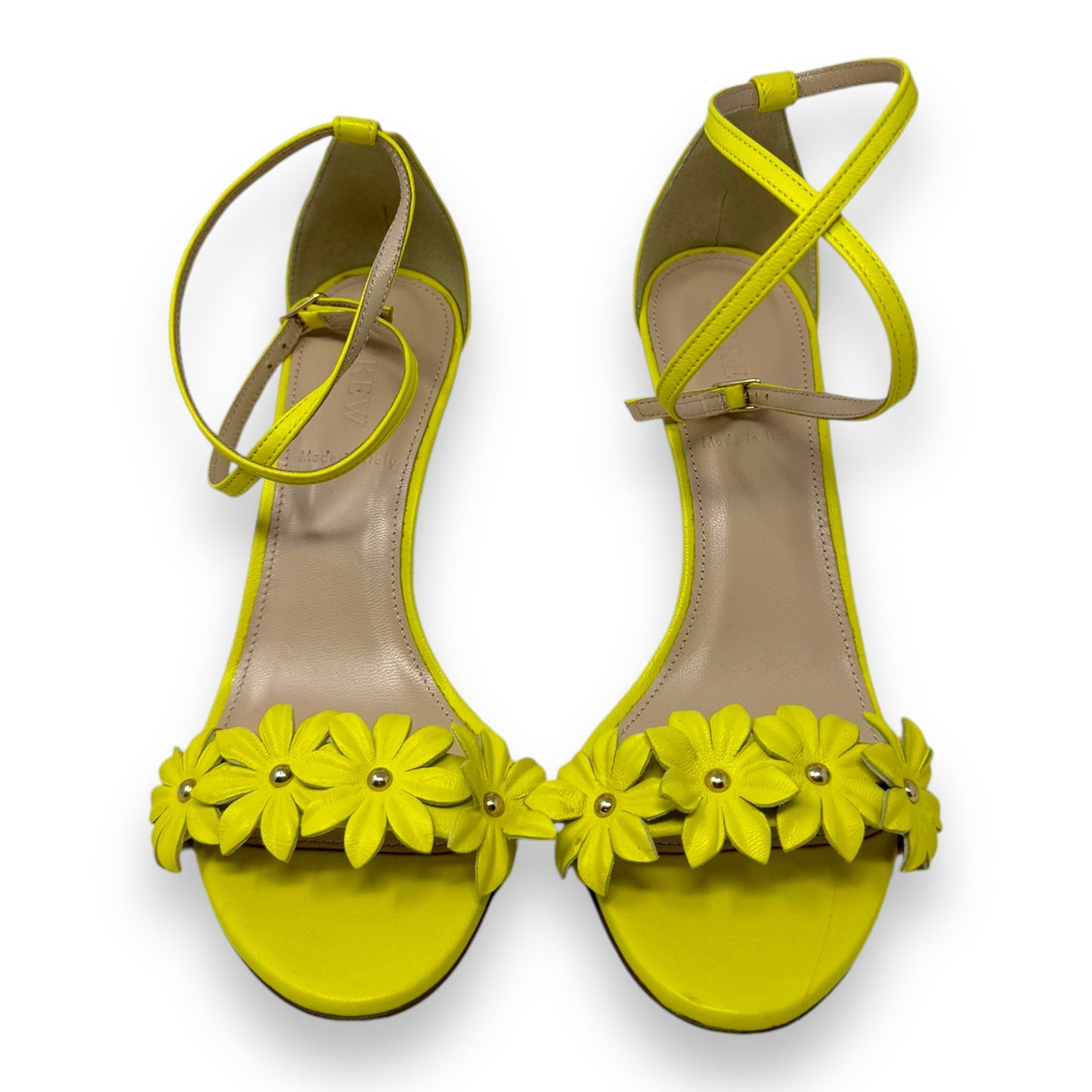 Leather Flower Shoes Heels Stiletto By J. Crew In Yellow, Size: 6