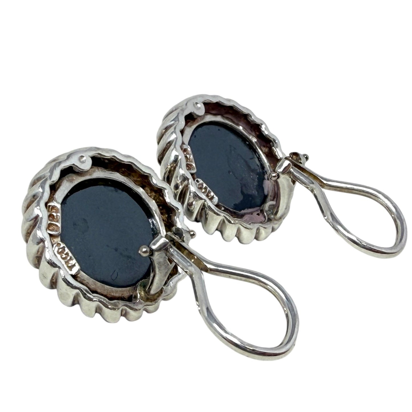 Sterling Silver & Hematite Round Clip-On Earrings Luxury Designer By Tiffany And Company