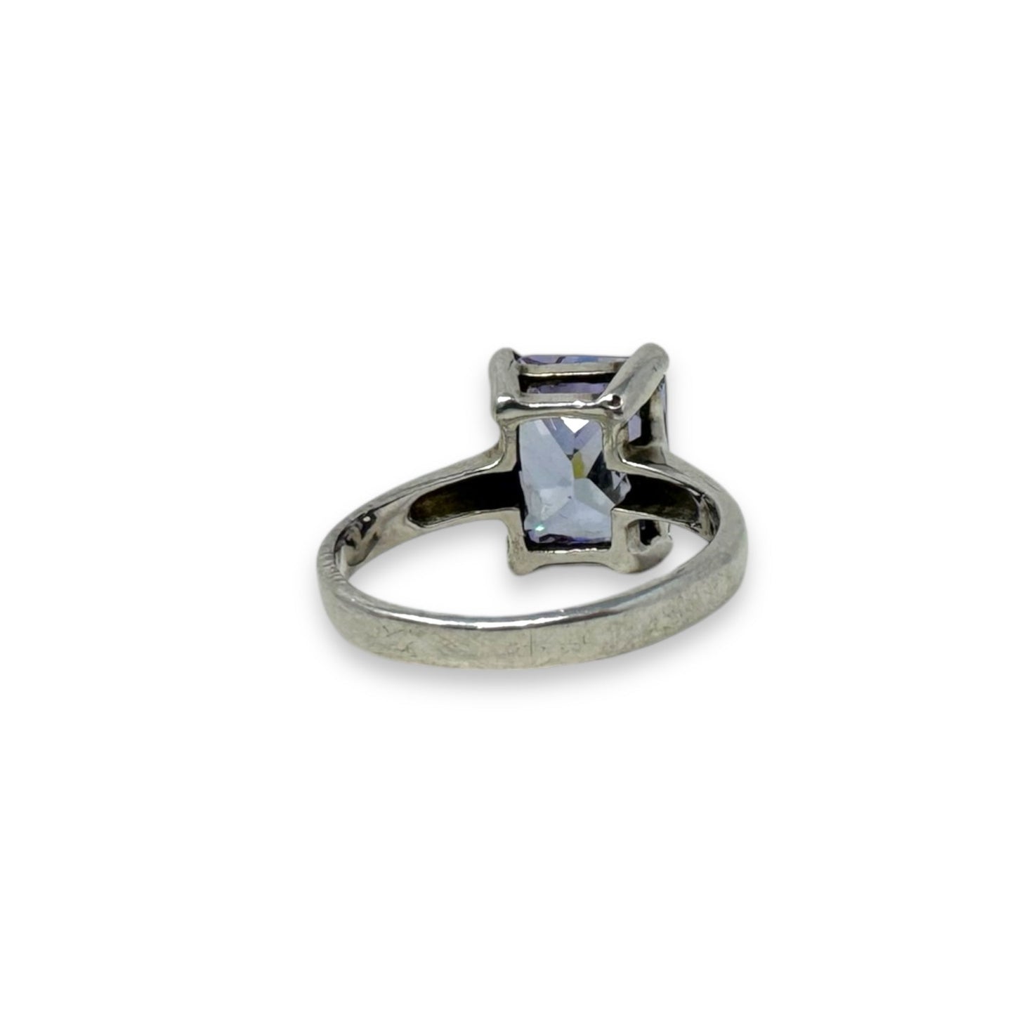 Emerald Cut Amethyst & Sterling Silver Ring By Unbranded, Size: 8