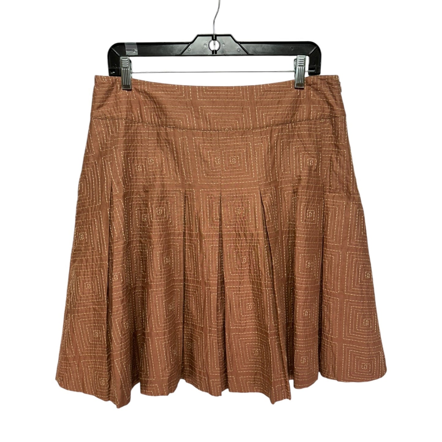 Embroidered Geometric Skirt Midi By Reiss In Brown, Size: 12