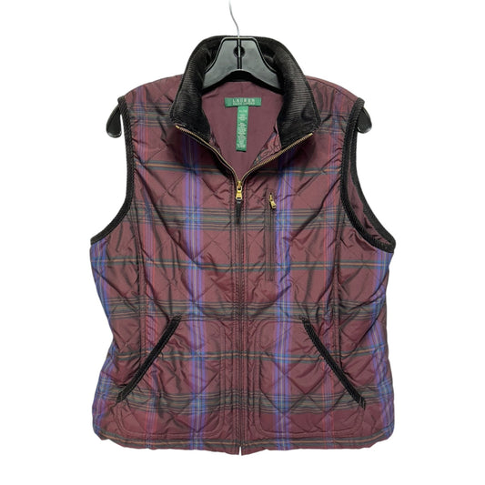 Vest Puffer & Quilted By Lauren By Ralph Lauren In Plaid Pattern, Size: Xl