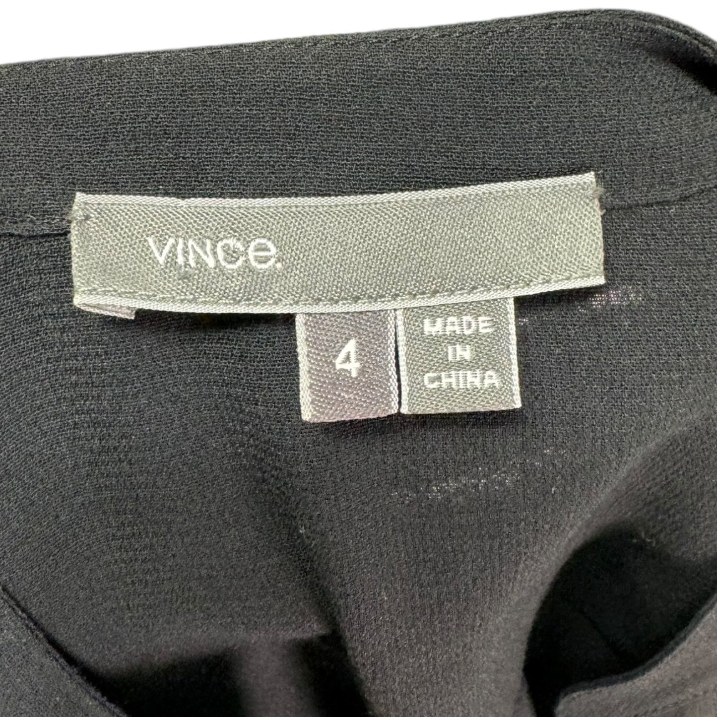 Band-Collar Blouse Designer By Vince In Black, Size: 4