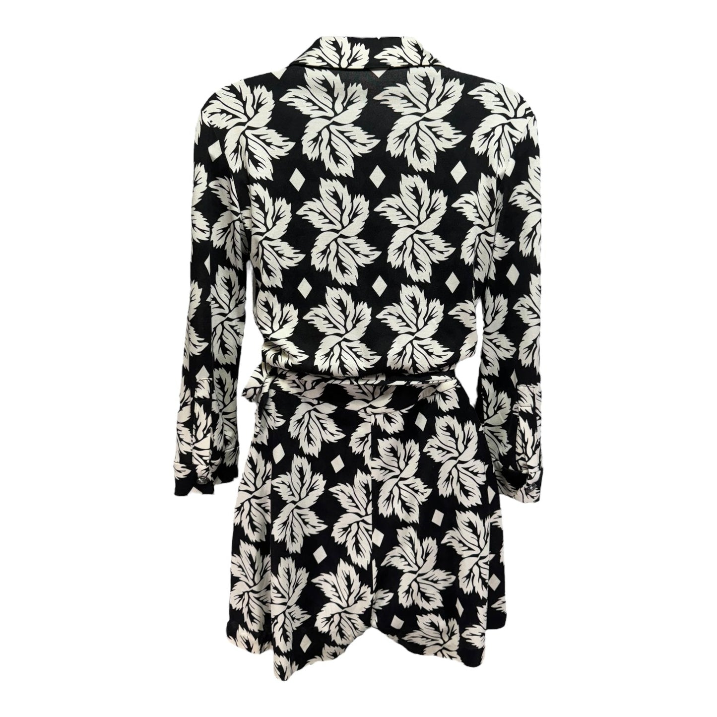 Celeste Wrap Romper Designer By Diane Von Furstenberg In Black & Cream, Size: 4