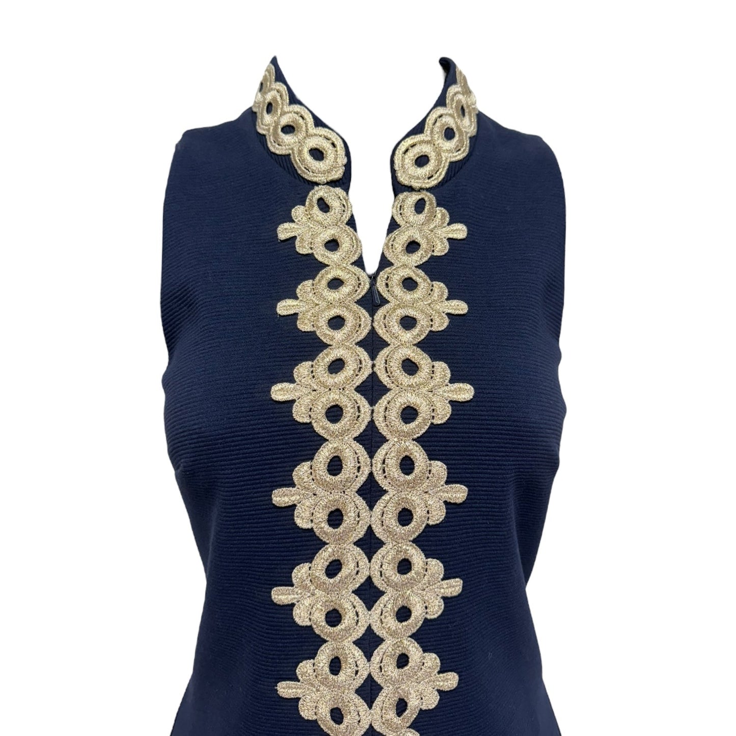 Callista Embroidered Zip Shift Dress Designer By Lilly Pulitzer In Navy, Size: Xs