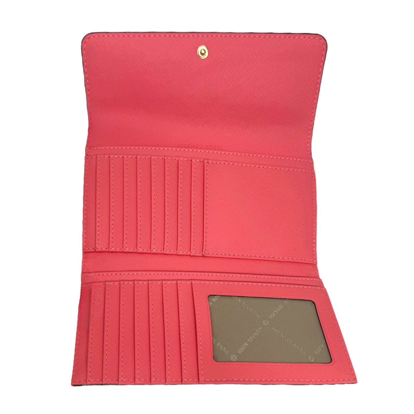 Jet Set Travel Crossgrain Leather Tri-Fold Wallet By Michael By Michael Kors In Pink Grapefruit, Size: Large