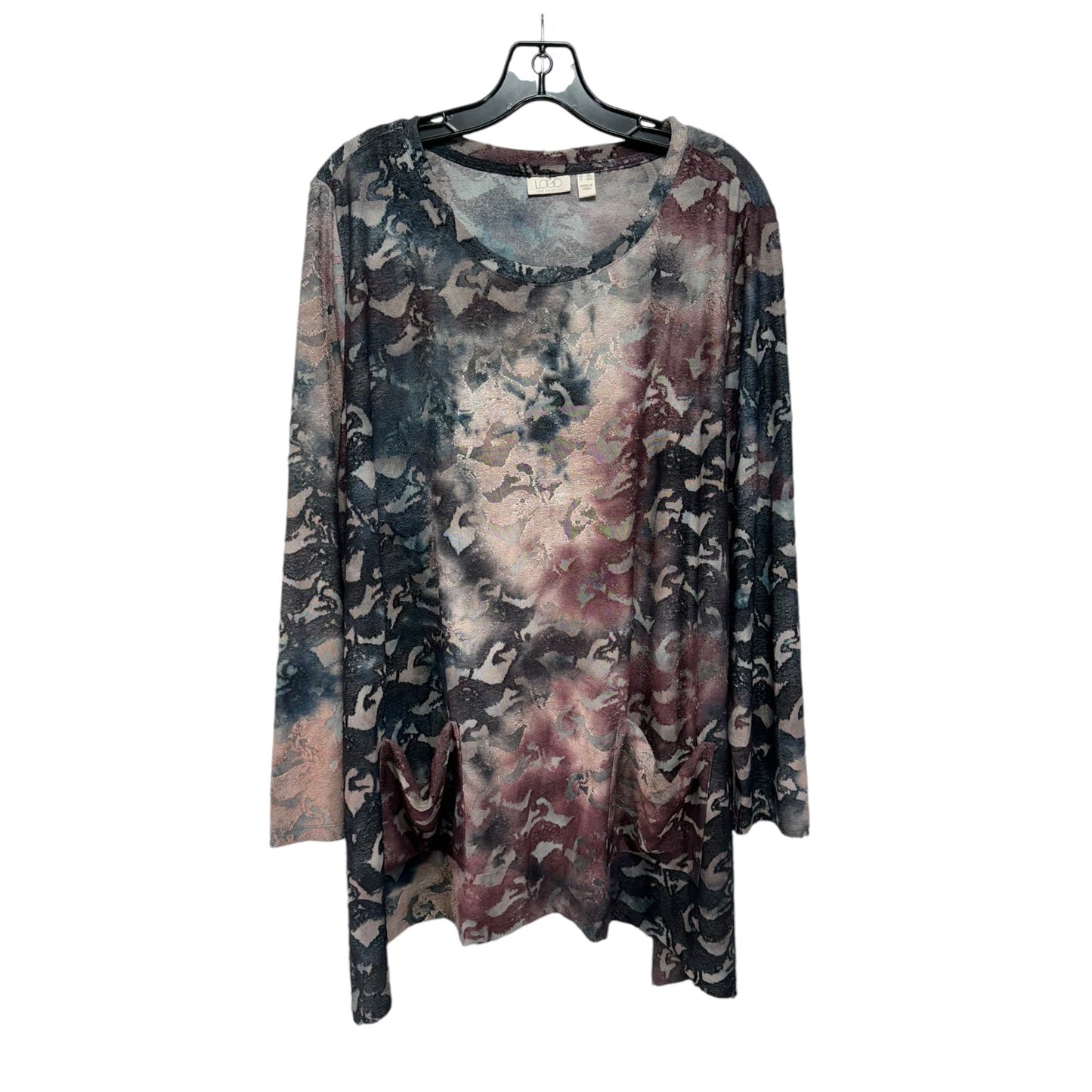 Top Long Sleeve By Logo In Tie Dye Print, Size: 3x