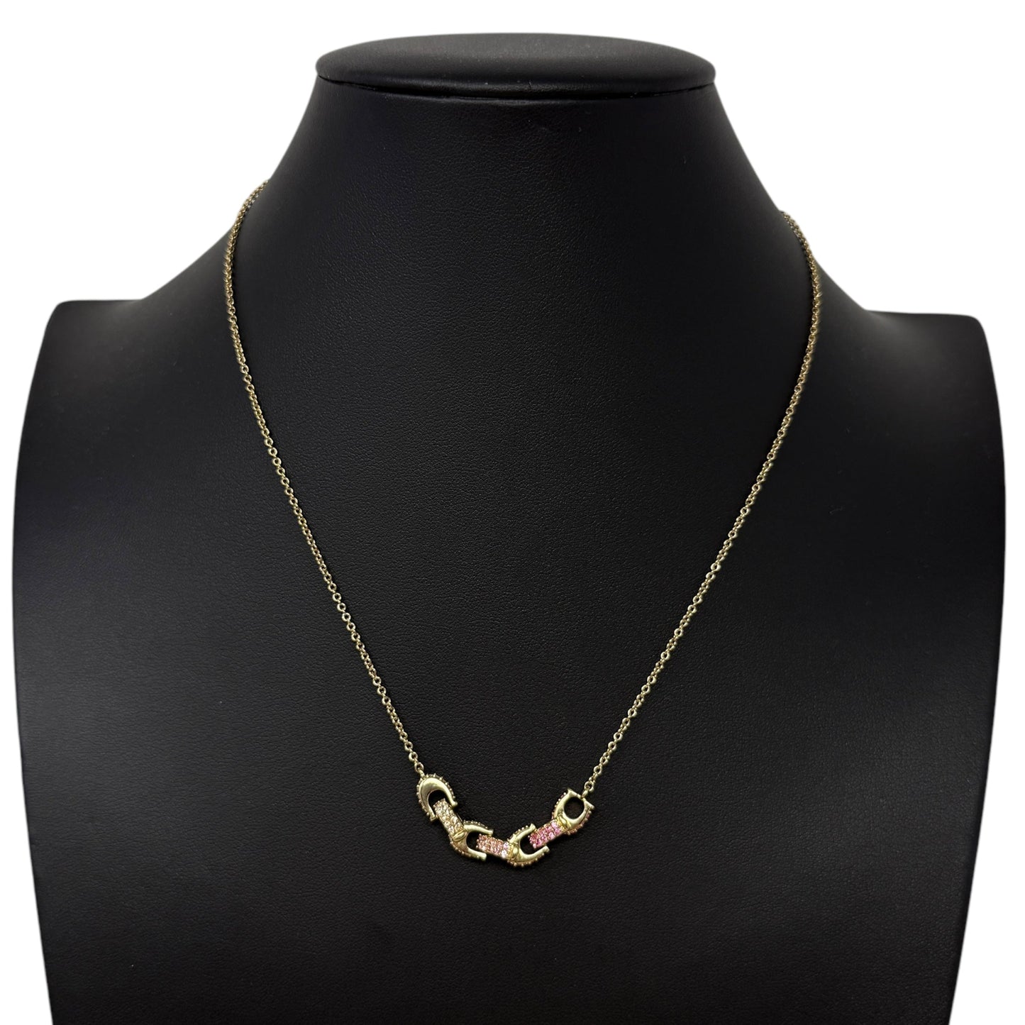 Signature Gold-Tone Pave C-Chain Mini Necklace Designer By Coach