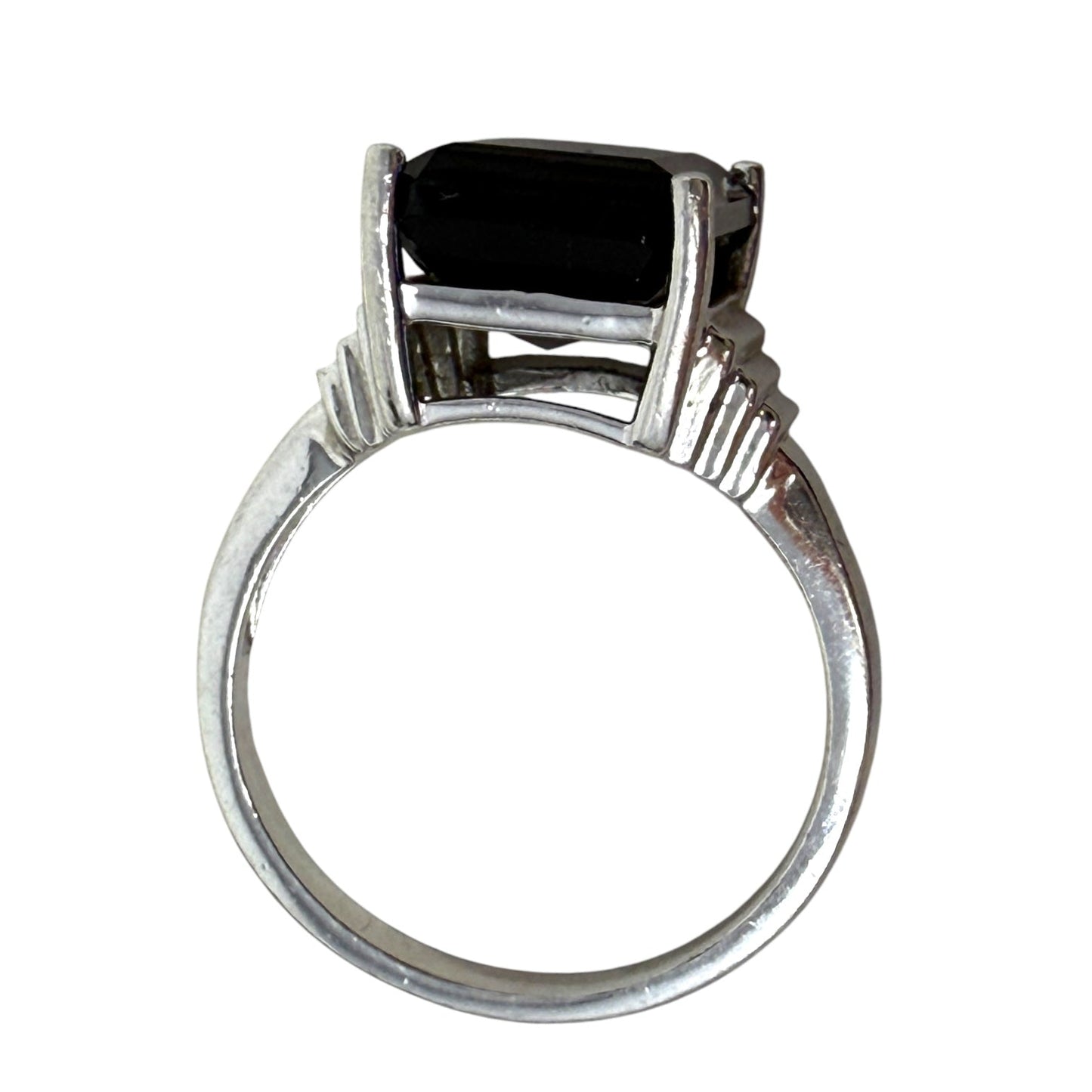 925 Sterling Silver Emerald Cut Black Onyx Statement Ring By Gem Stone King, Size: 9