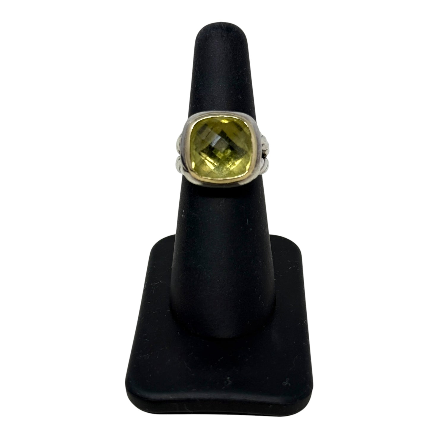 14KT Yellow Gold + Sterling Silver Lemon Quartz Statement Ring By Unbranded, Size: 6