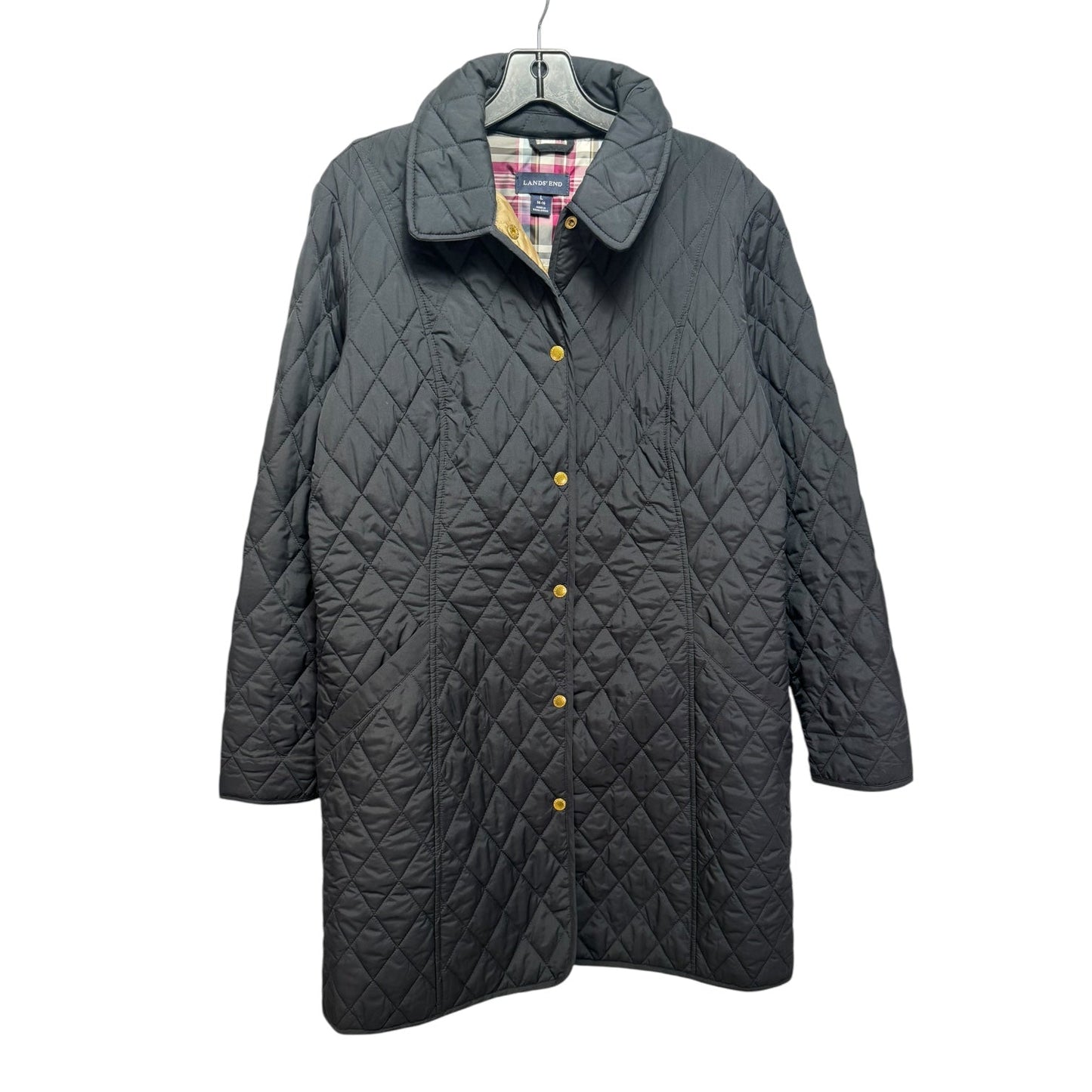 Jacket Puffer & Quilted By Lands End In Black, Size: L