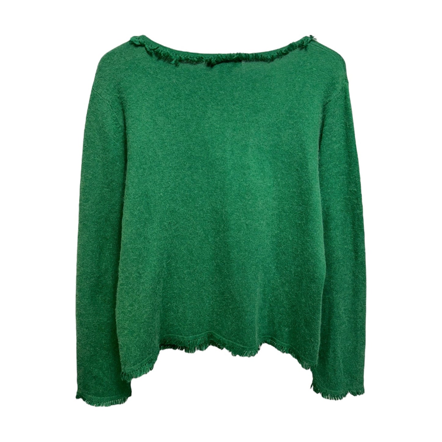 Silk & Angora Blend Fringe Pocket Sweater Cardigan Cashmere By egi In Green, Size: Xl