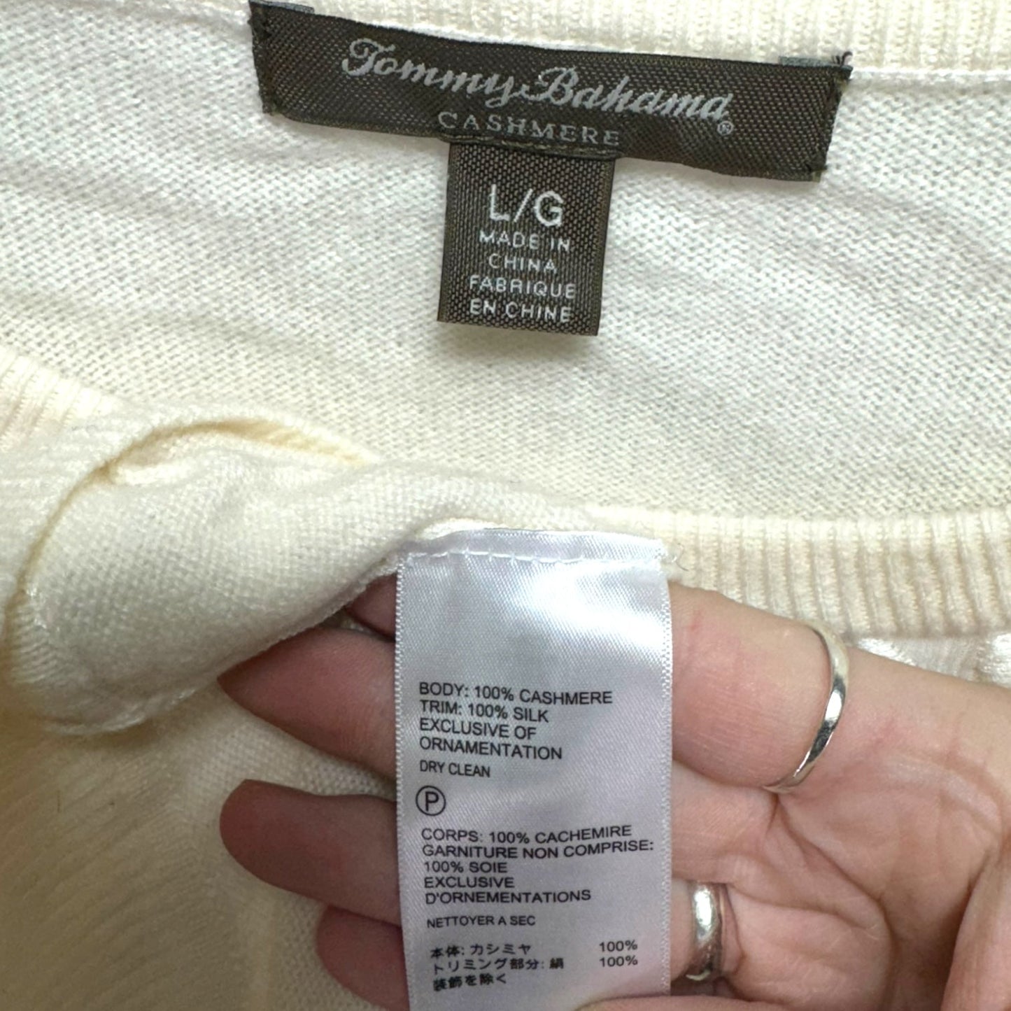 Silk & Cashmere Sweater By Tommy Bahama In Cream, Size: L