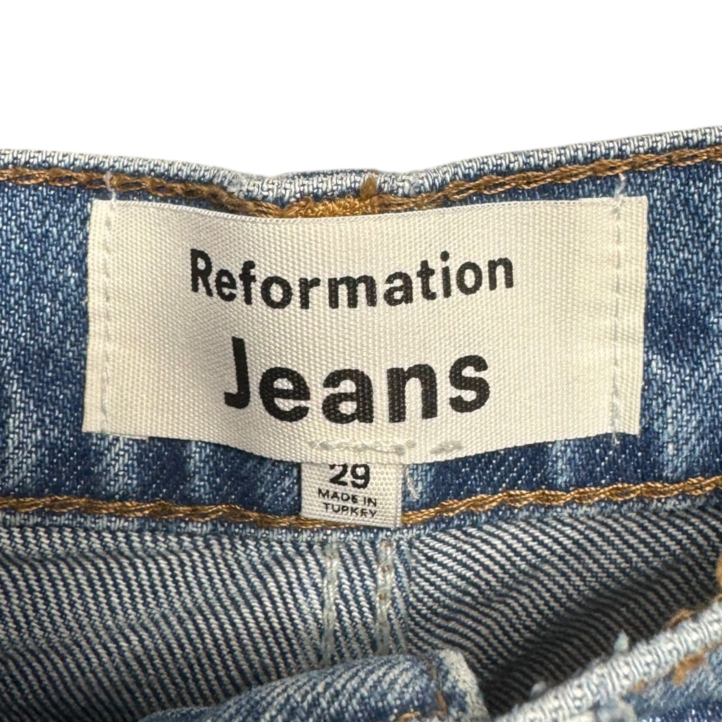 Jeans Straight By Reformation In Blue Denim, Size: 8