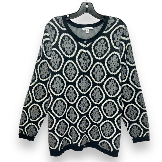 Sweater Cardigan By Isaac Mizrahi Live Qvc In Black & Grey, Size: 3x