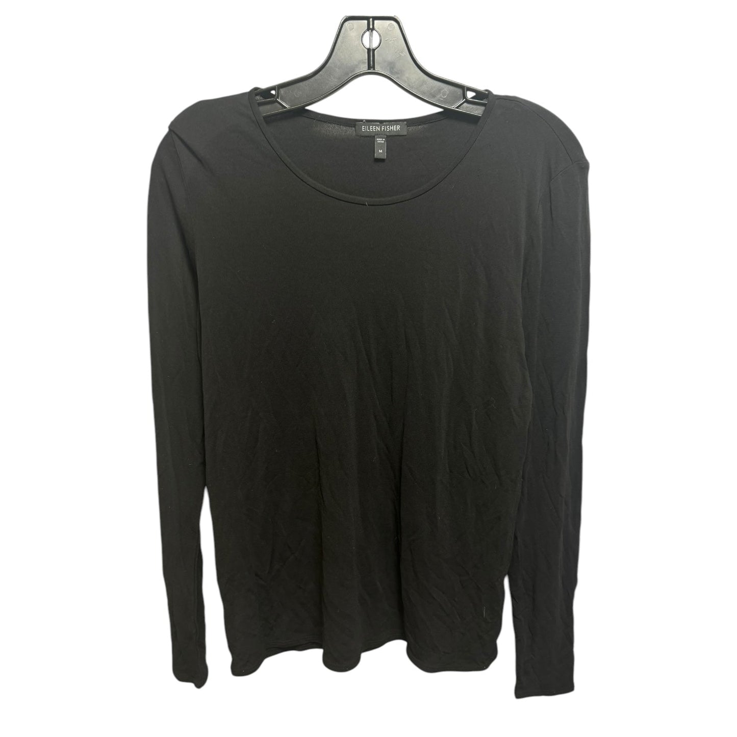 Silk Top Long Sleeve By Eileen Fisher In Black, Size: M