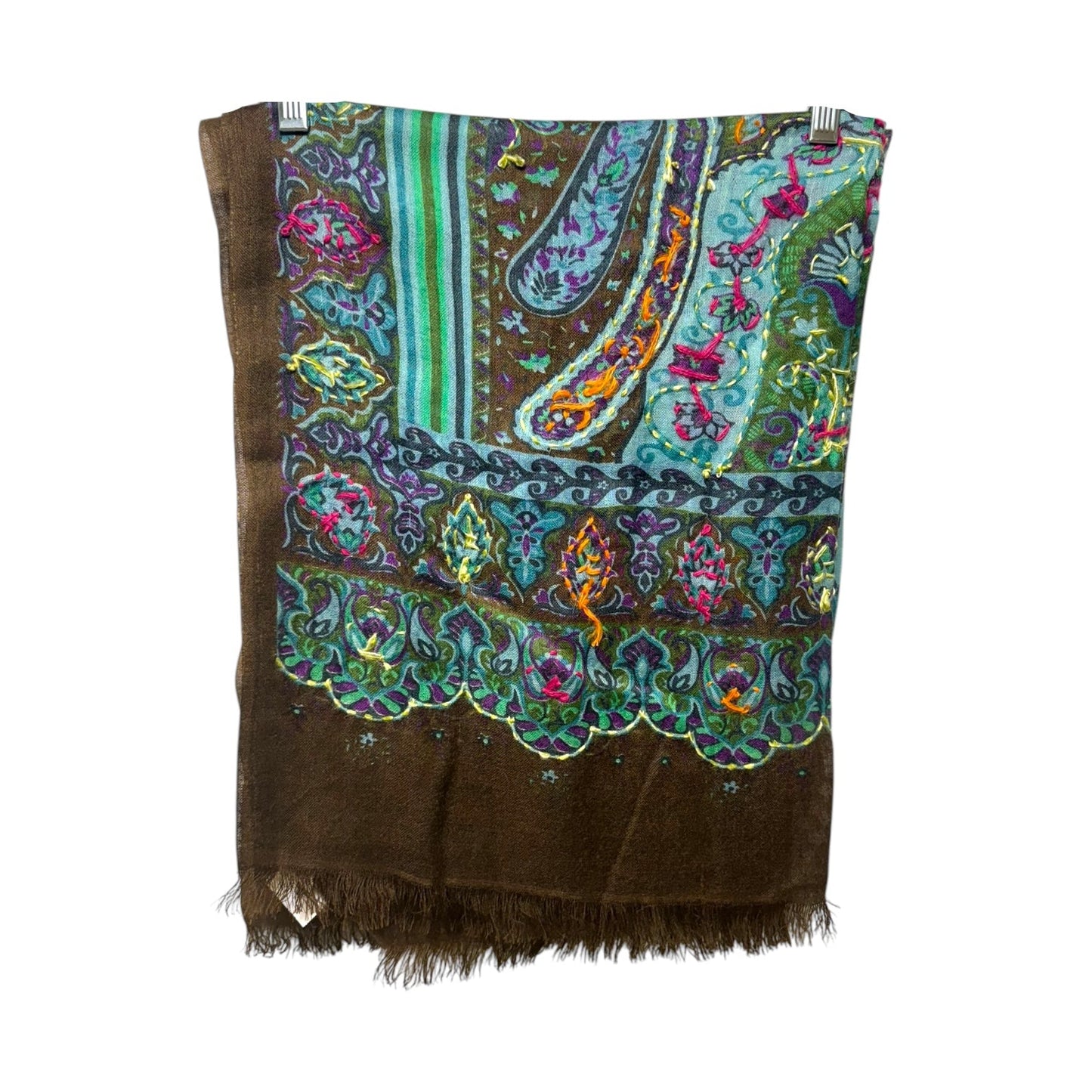 Embroidered Wool Scarf Long By Peruvian Connection