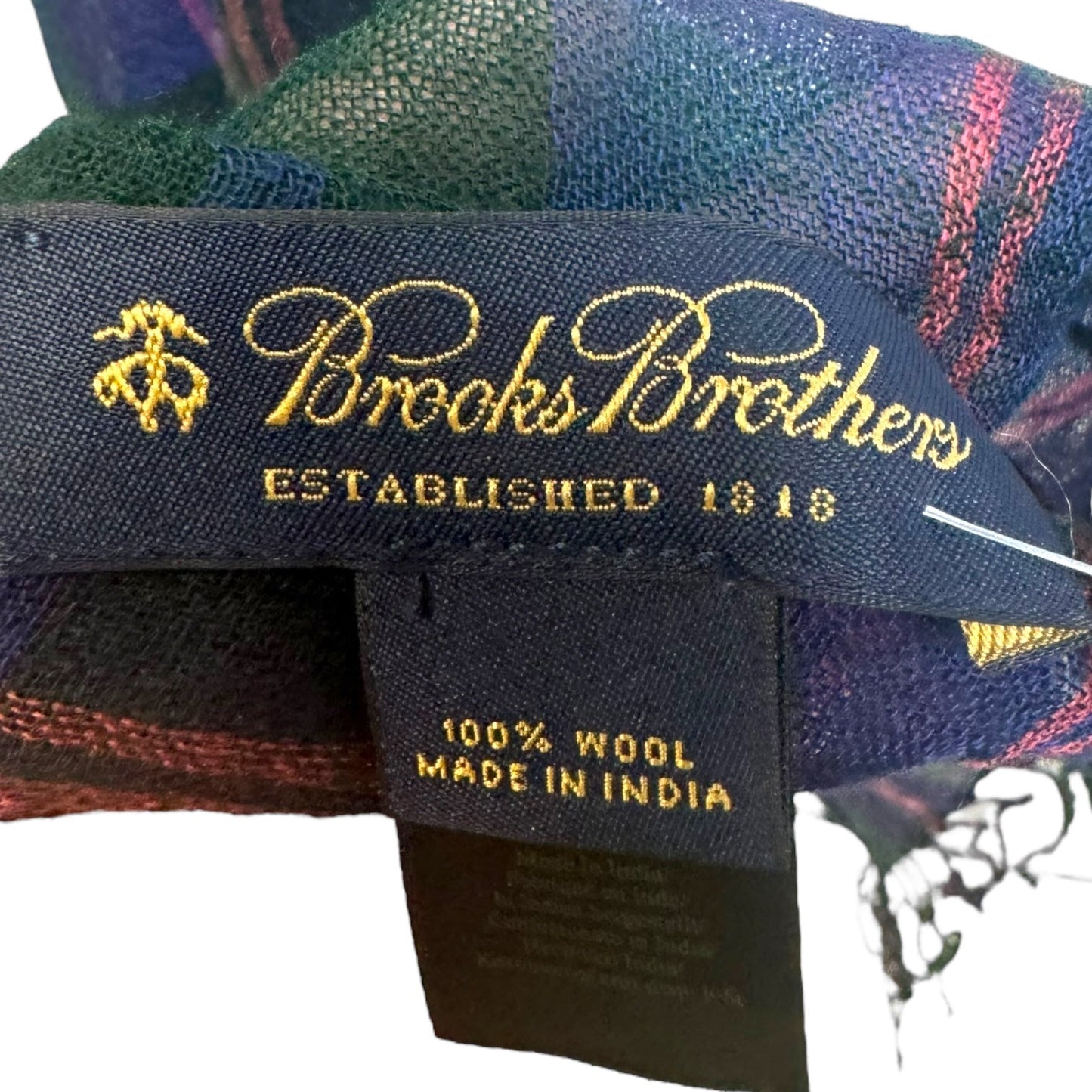 Plaid Wool Scarf Long By Brooks Brothers