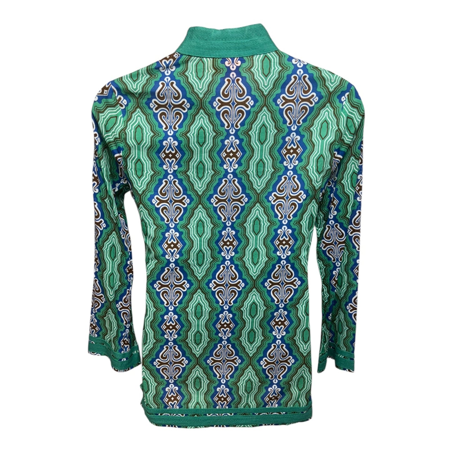 Silk Top Long Sleeve Designer By Tory Burch In Blue & Green, Size: 8