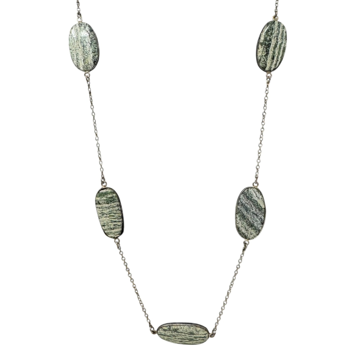 Stone Long Station Necklace Chain By Unbranded