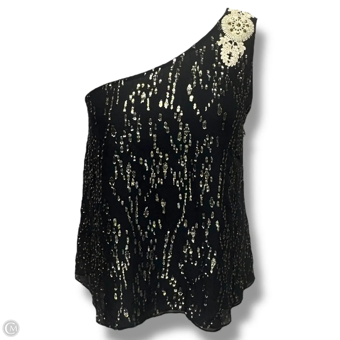 Sienne Top Designer By Lilly Pulitzer In Onyx Fish Clip Chiffon, Size: 14