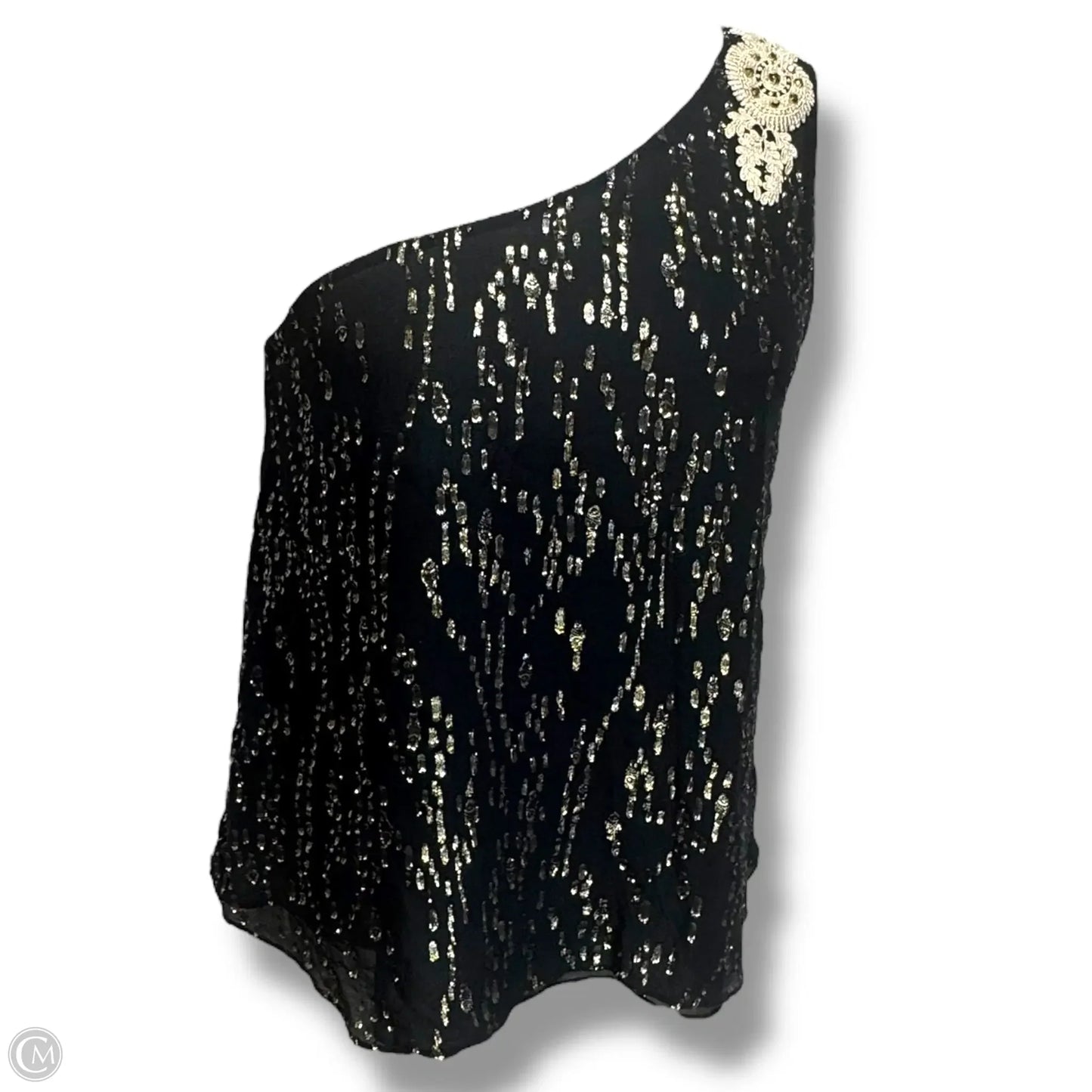 Sienne Top Designer By Lilly Pulitzer In Onyx Fish Clip Chiffon, Size: 14