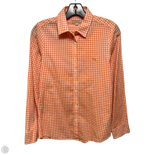 Top Long Sleeve Luxury Designer By Burberry Brit In Checkered Pattern, Size: L