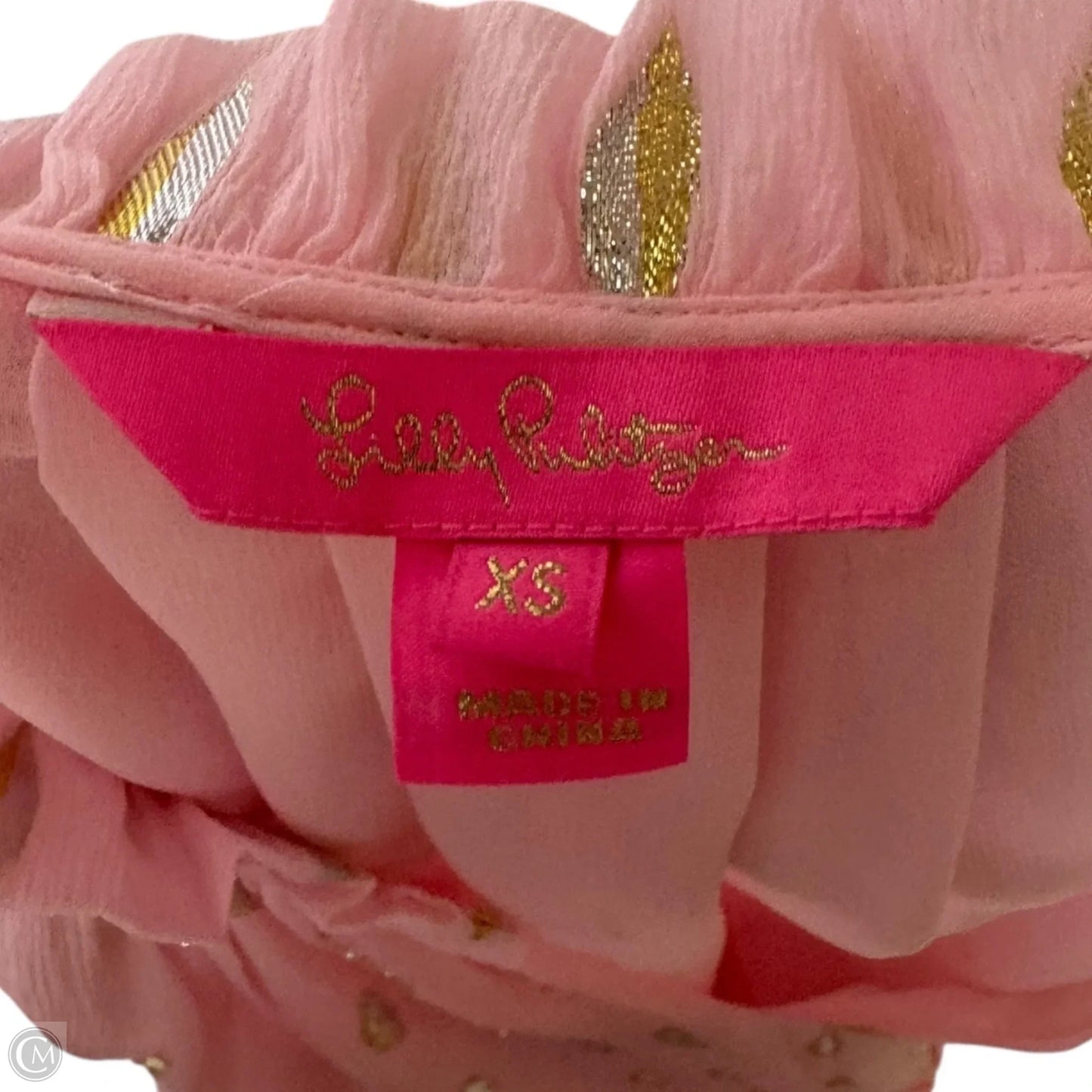 Savanna Top Designer By Lilly Pulitzer In Pink Tropics Tint Diamond Metallic Clip, Size: XS