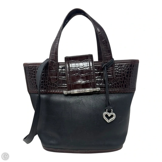 Slim Leather Bucket Handbag Designer By Brighton, Size: Medium