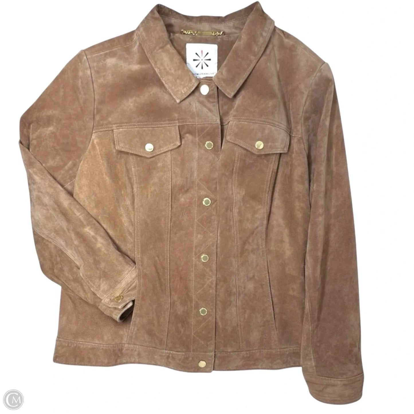 Suede Field Jacket By Isaac Mizrahi Live QVC In Tan, Size: L