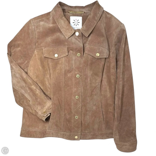 Suede Field Jacket By Isaac Mizrahi Live QVC In Tan, Size: L