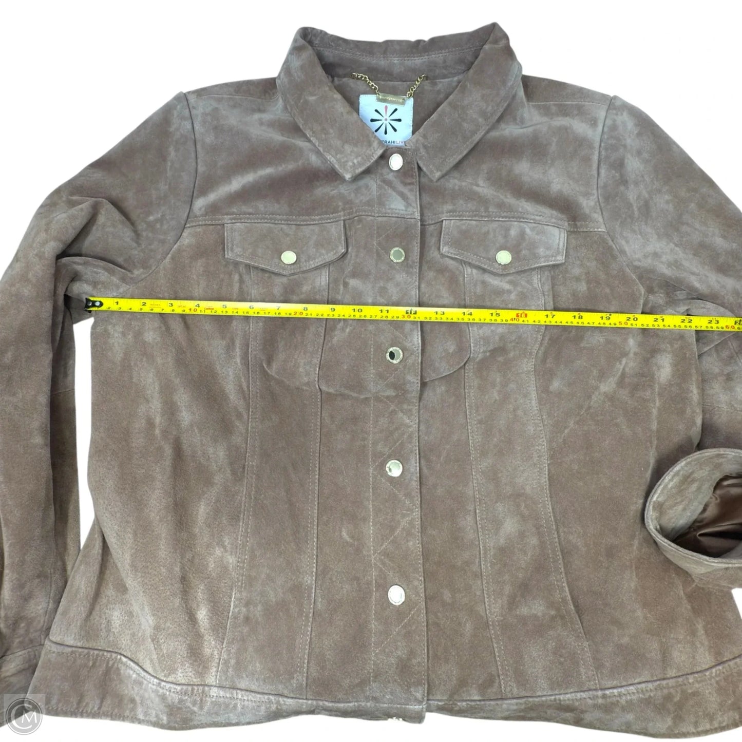 Suede Field Jacket By Isaac Mizrahi Live QVC In Tan, Size: L