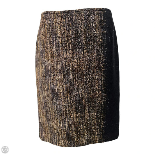 Christina Pencil Skirt Designer By Lafayette 148 In Black & Gold, Size: 6