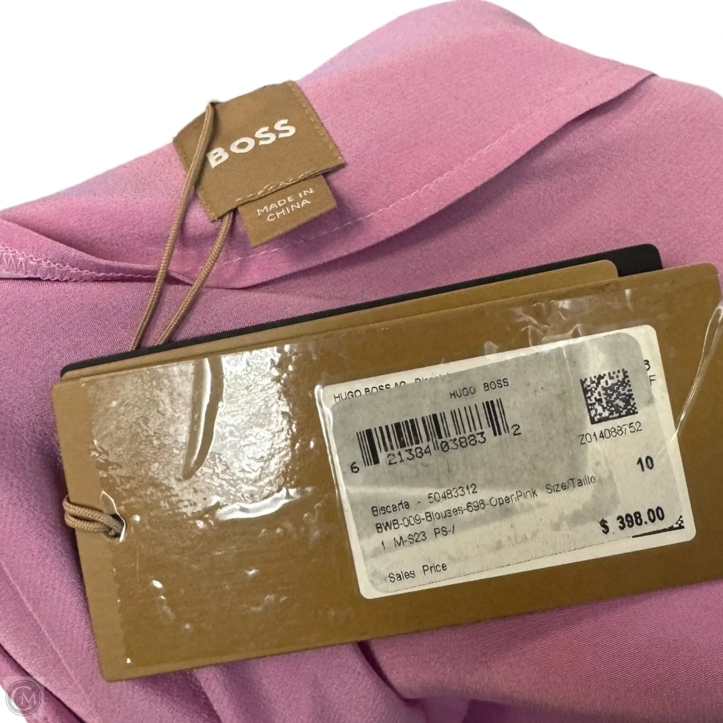 Biscarfa Silk Blouse Long Sleeve By Hugo Boss In Pink, Size: 10