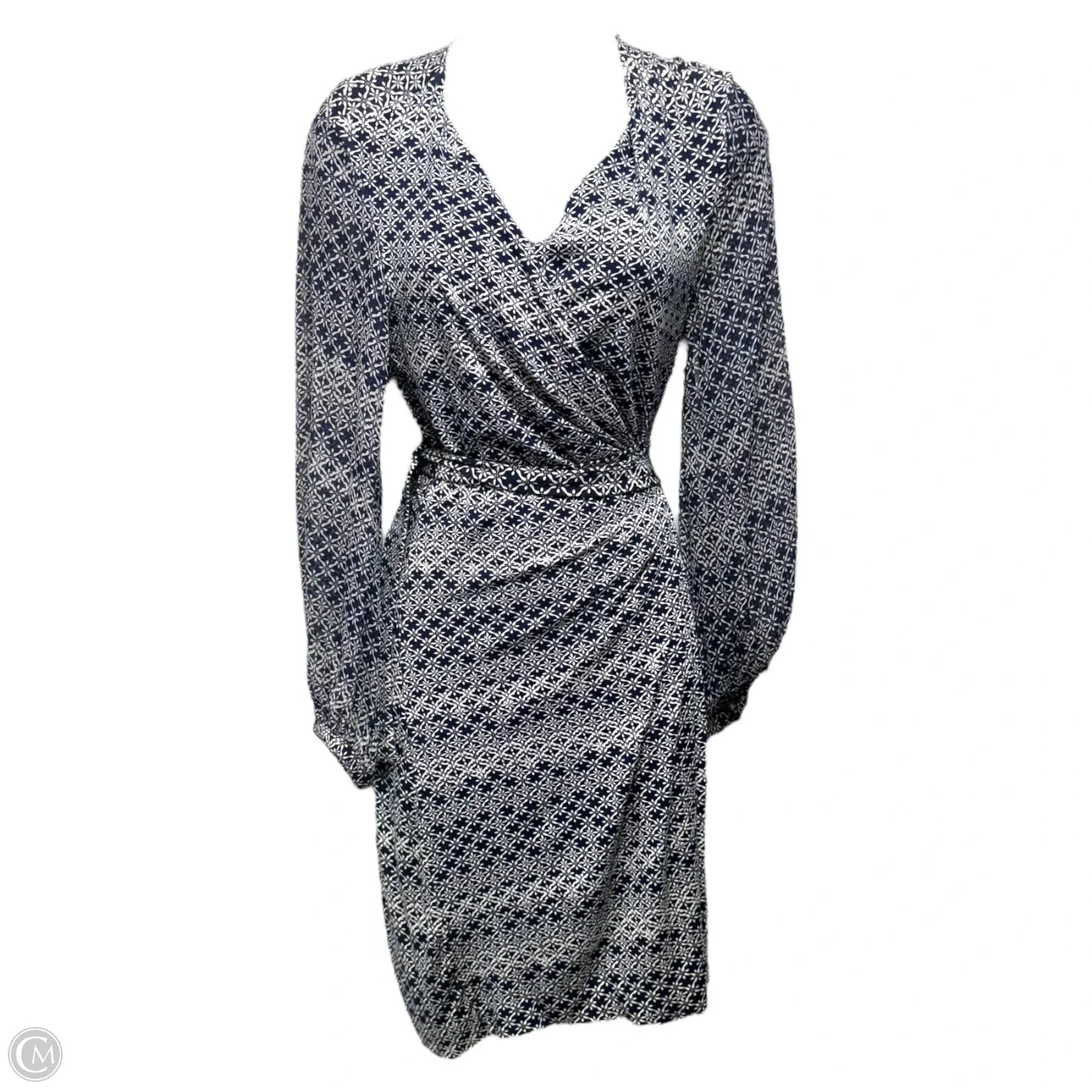 Sigourney Wrap Dress Designer By Diane Von Furstenberg In Blue & White, Size: 6