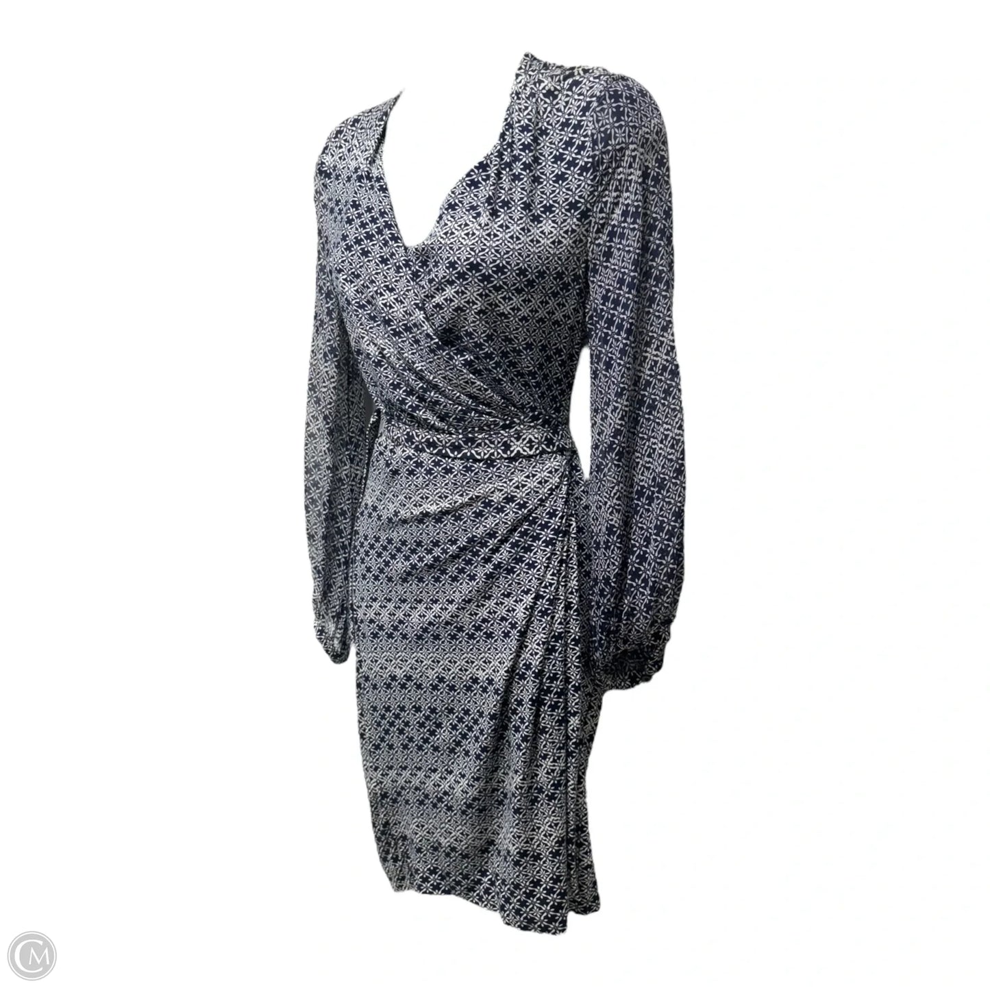 Sigourney Wrap Dress Designer By Diane Von Furstenberg In Blue & White, Size: 6