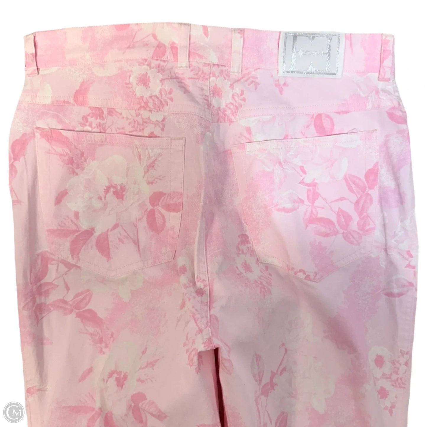 Straight Leg High Rise Pants In Pink Floral Print Designer By Escada In Pink, Size: 6